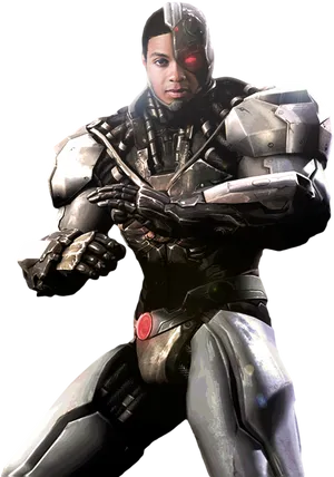 Cyborg Hero Pose PNG Image