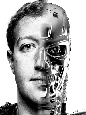 Mark Zuckerberg Face Black And White Monochrome Photography - Mark Zuckerberg Half Robot, HD Png Download PNG image with transparent background