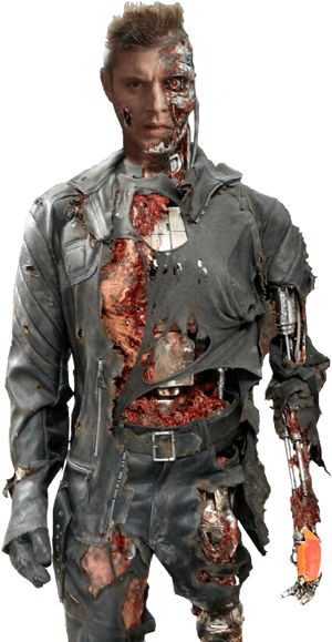 Cyborg Zombie Special Effects Makeup PNG image with transparent background
