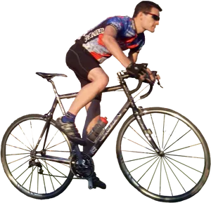 Cyclistin Actionon Road Bike PNG Image