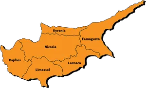 Cyprus Map Major Cities PNG Image