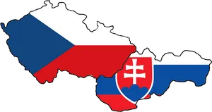 Czech Republicand Slovakia Mapwith Flags PNG Image