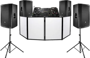 D J Setupwith Speakersand Mixer PNG Image