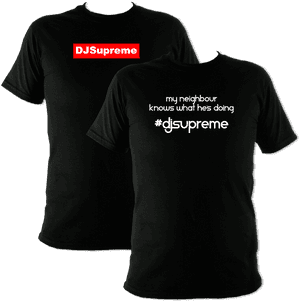 D J Supreme Branded Black T Shirts PNG image with transparent background