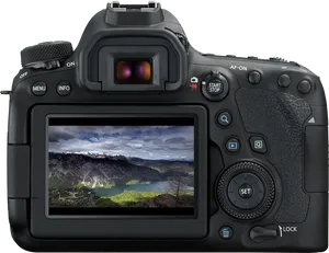 D S L R Camera Displaying Landscape PNG Image