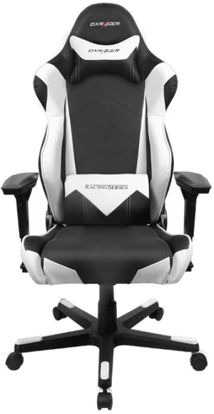 D X Racer Racing Series Gaming Chair Black White PNG with transparent background