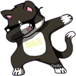 Dabbing Cat Cartoon PNG Image