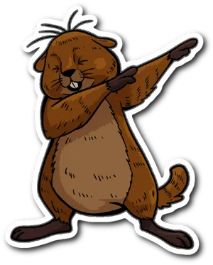 Dabbing Groundhog Cartoon PNG Image