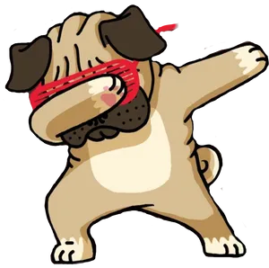 Dabbing_ Pug_ Cartoon.png PNG Image