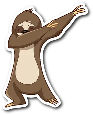 Dabbing Sloth Cartoon Character PNG Image