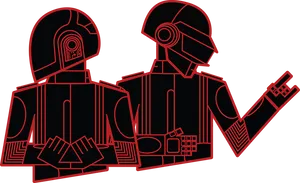 Daft Punk Red Outline Graphic PNG Image