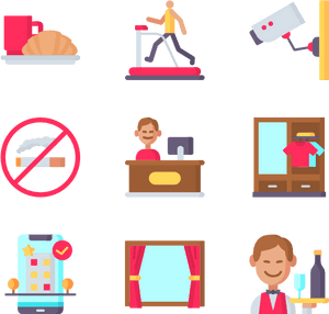 Daily Activities Icons Set PNG image with transparent background