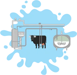 Dairy Cow Milking Process Illustration PNG Image