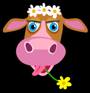 Daisy Crown Cow Cartoon PNG image with transparent background