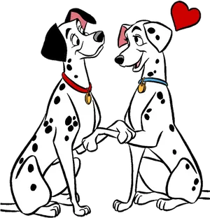 Dalmatians Shaking Paws Love PNG Image