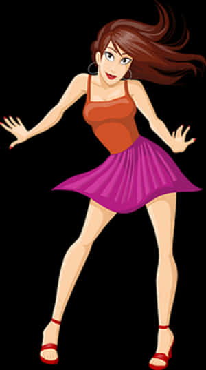 Dancing Girl Vector Illustration PNG image with transparent background
