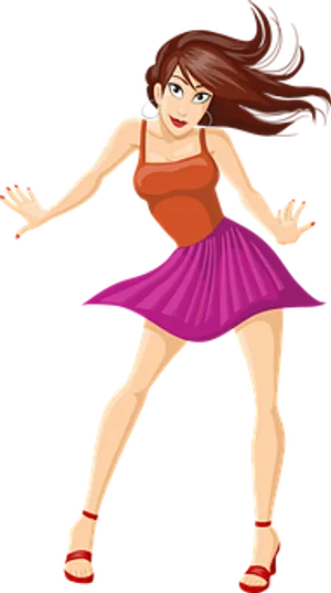 Dancing Girl Vector Illustration PNG Image