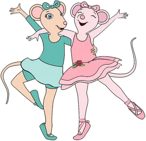 Dancing Mice Ballerinas Illustration PNG Image