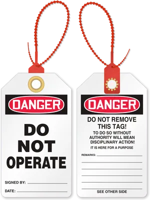 Danger Do Not Operate Tags PNG Image