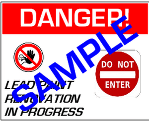 Danger Renovation Warning Sign Sample PNG image with transparent background