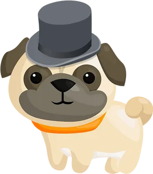 Dapper Pug Cartoon Graphic PNG Image