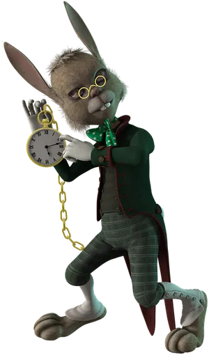 Dapper Rabbit With Pocket Watch PNG Image