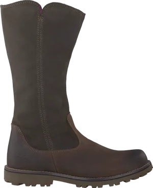 Dark Brown Leather Knee High Boot PNG Image