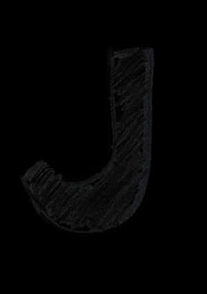 Dark Brushstroke Letter J PNG image with transparent background