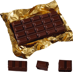 Dark Chocolate Barin Golden Wrapping PNG image with transparent background