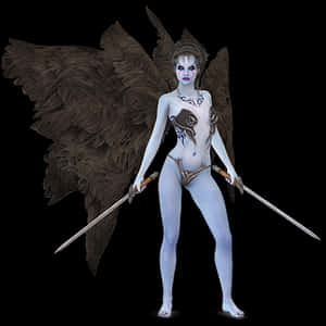 Dark Fantasy Angel Warrior PNG image with transparent background