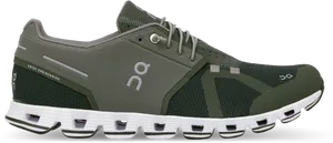 Dark Green Running Shoewith Unique Sole Design PNG Image