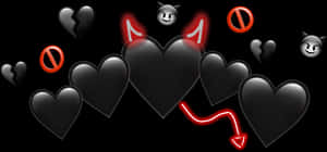 Dark Heartsand Devil Emoji PNG image with transparent background
