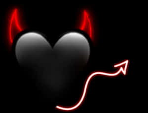 Dark Heartwith Devil Hornsand Tail PNG image with transparent background