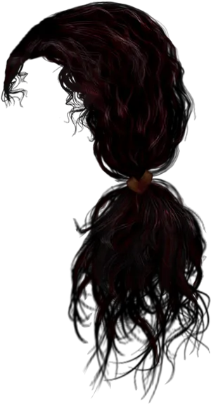 Dark Wavy Hair Tied Up PNG Image