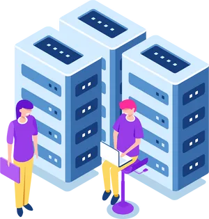 Data Center Maintenance Illustration PNG Image