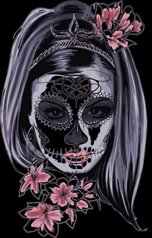 Dayofthe Dead Sugar Skull Art PNG with transparent background