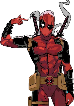 Deadpool_ Finger_ Guns_ Comics_ Illustration PNG Image