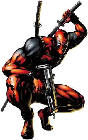 Deadpool Readyfor Action PNG Image