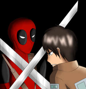 Deadpooland Eren Crossover Art PNG image with transparent background