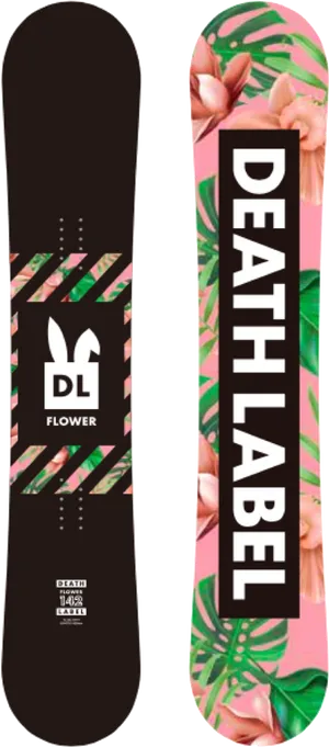 Death Label Flower Snowboard Design PNG Image