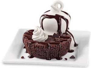 Decadent Chocolate Browniewith Ice Creamand Sauce PNG Image