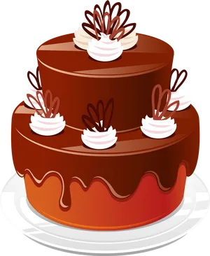 Decadent Chocolate Cake Illustration PNG Image