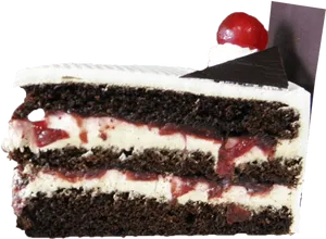 Decadent Chocolate Cake Slicewith Cherry PNG Image