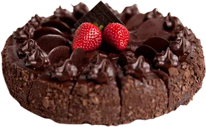 Decadent Chocolate Cakewith Strawberries PNG Image