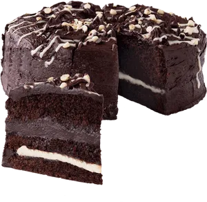 Decadent Layered Chocolate Cake PNG Image