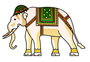 Decorated Asian Elephant Illustration PNG Image