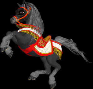 Decorated Carousel Horse Illustration PNG with transparent background