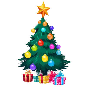 Decorated Cartoon Christmas Tree Png Bgn60 PNG Image