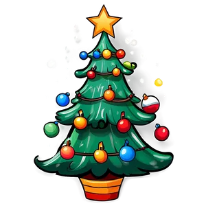 Decorated Cartoon Christmas Tree Png Obl77 PNG Image