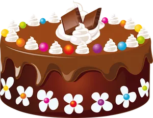 Decorated Chocolate Cake Clipart PNG Image